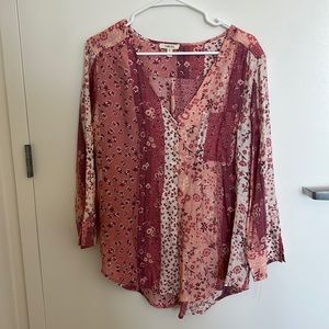 Size L floral long sleeve pink shirt!